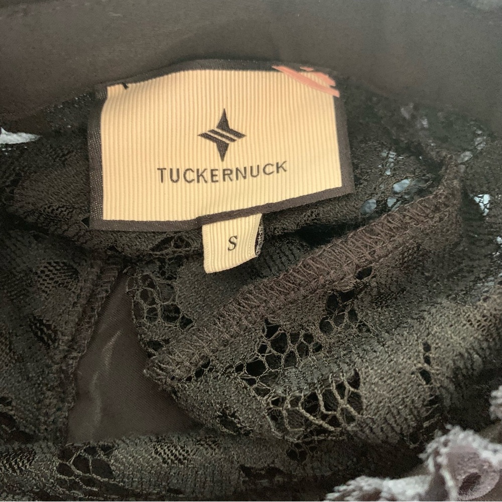 Tuckernuck Womens Small Black Lace Lined Ruffle Blouse - Picture 5 of 9